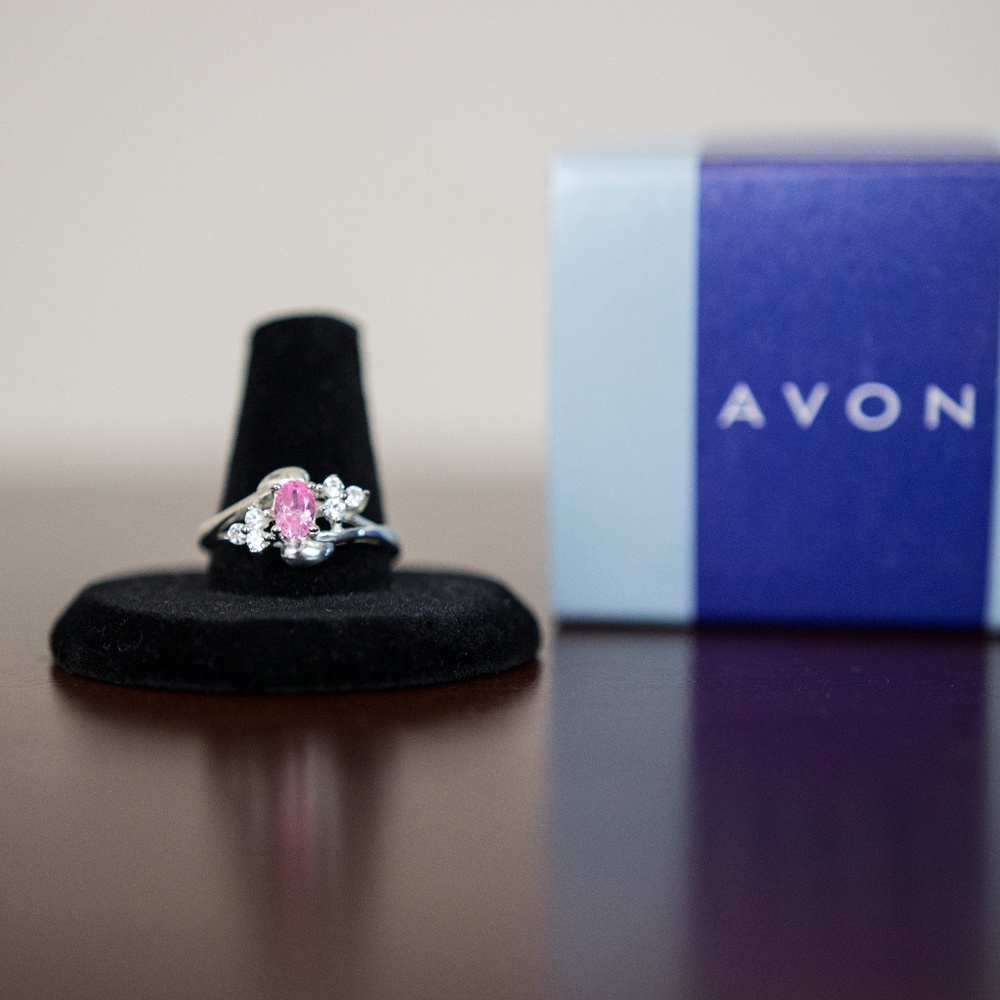 Avon Sterling Silver Pink Cluster Ring